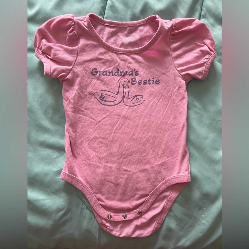 Okie Dokie Pink Bodysuit with Puff Sleeves 18m